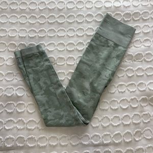 Sage green camo workout leggings
